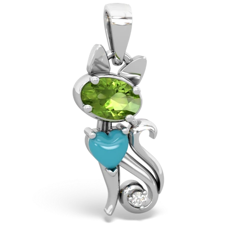 peridot-turquoise kitten pendant