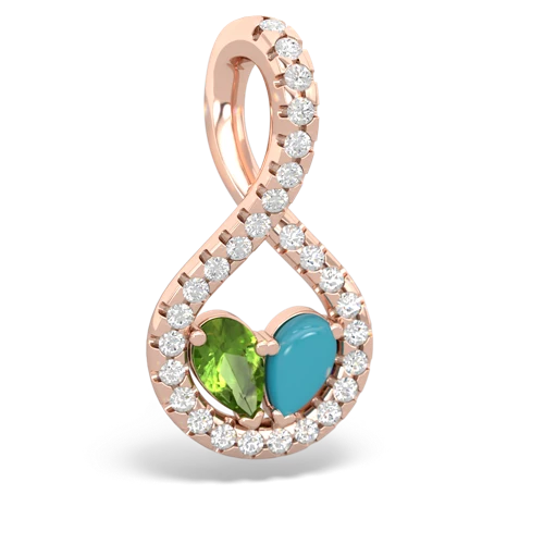 peridot-turquoise pave twist pendant