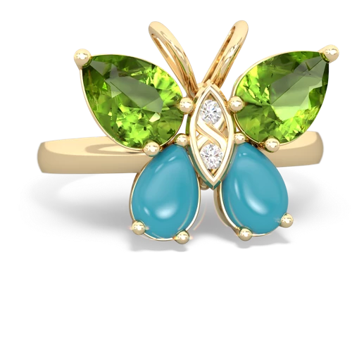 peridot-turquoise butterfly ring
