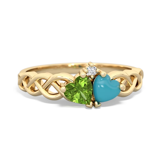 peridot-turquoise celtic braid ring