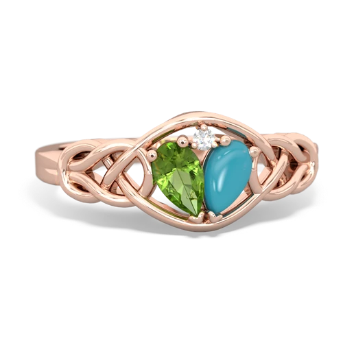 peridot-turquoise celtic knot ring