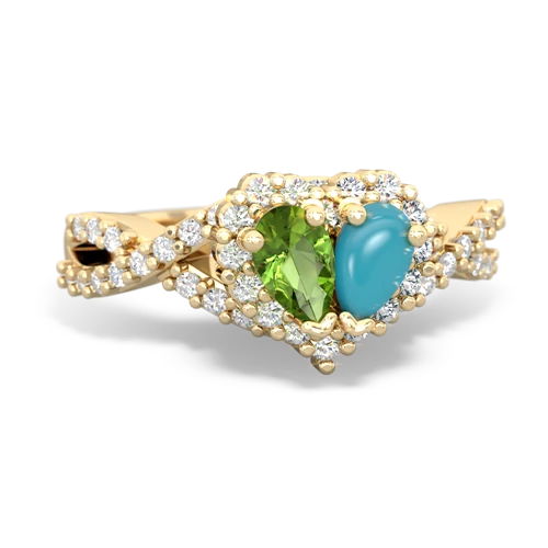 peridot-turquoise engagement ring