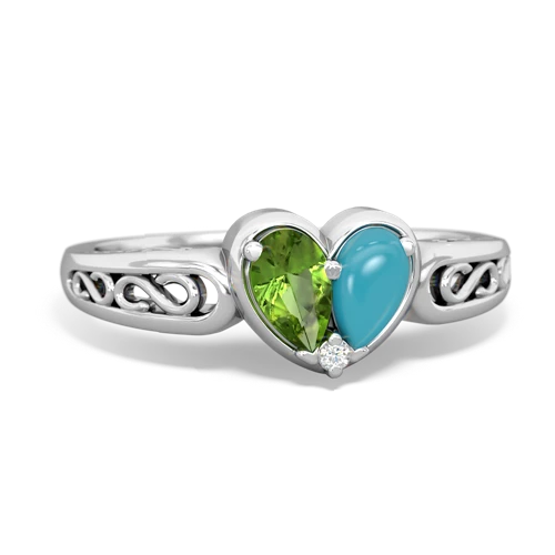 peridot-turquoise filligree ring