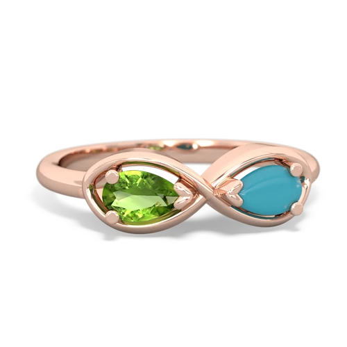 peridot-turquoise infinity ring