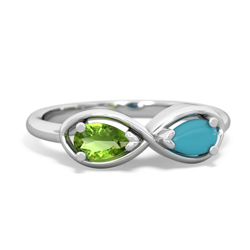 peridot-turquoise infinity ring