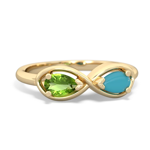 peridot-turquoise infinity ring