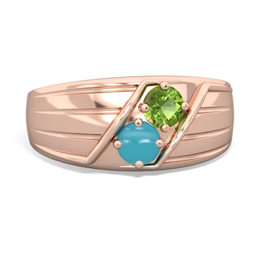 peridot-turquoise mens ring