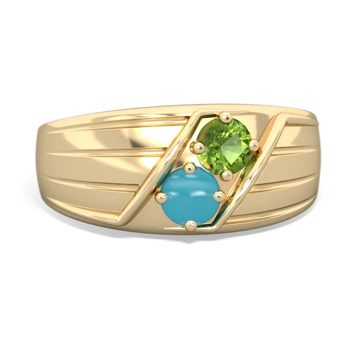 peridot-turquoise mens ring