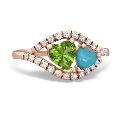 peridot-turquoise mother child ring