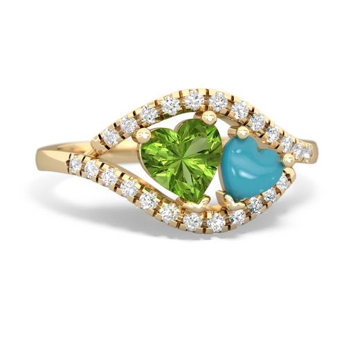 peridot-turquoise mother child ring