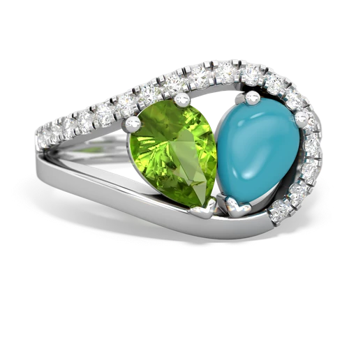 peridot-turquoise pave heart ring