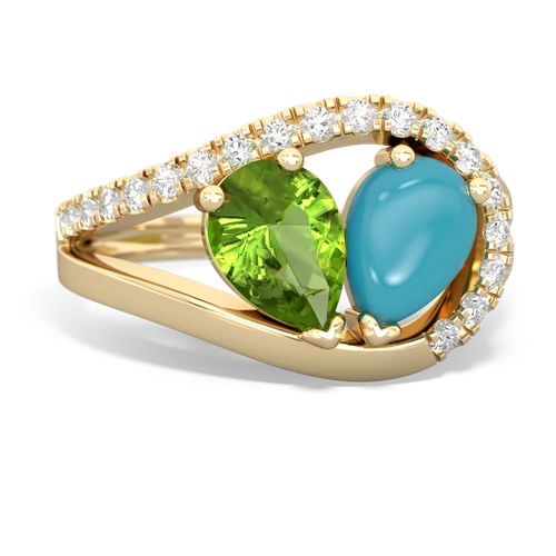 peridot-turquoise pave heart ring