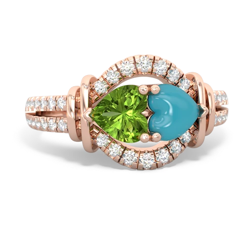 peridot-turquoise pave keepsake ring