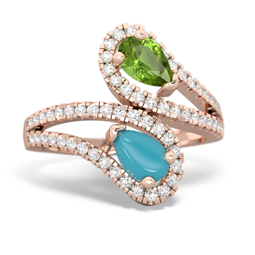 peridot-turquoise pave swirls ring