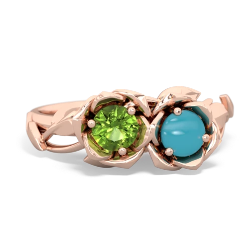 peridot-turquoise roses ring