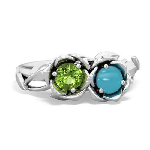 peridot-turquoise roses ring