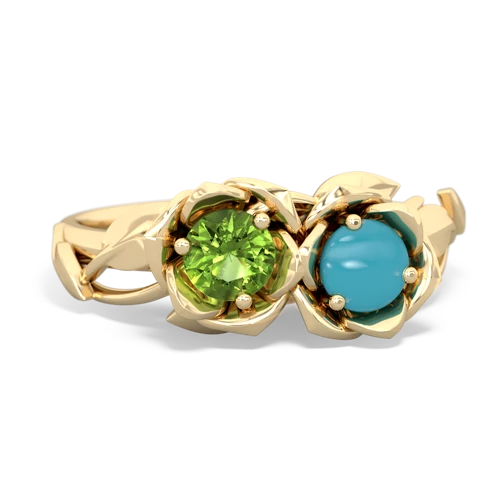 peridot-turquoise roses ring