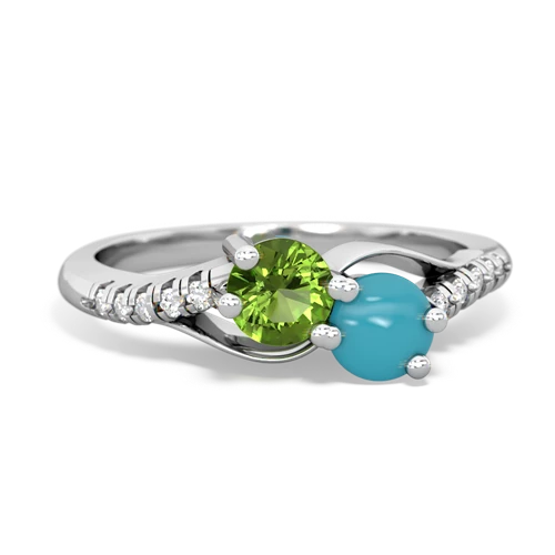 peridot-turquoise two stone infinity ring