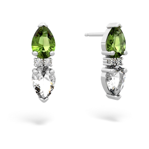 peridot-white topaz bowtie earrings