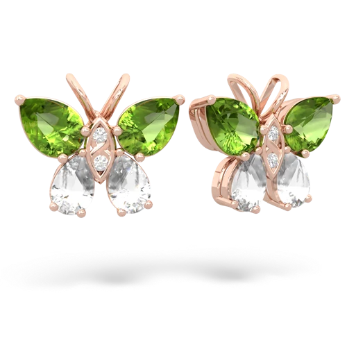 peridot-white topaz butterfly earrings