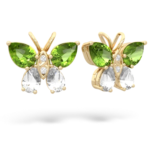 peridot-white topaz butterfly earrings