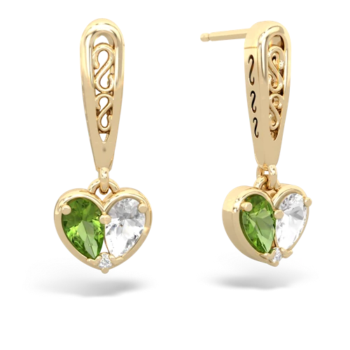 peridot-white topaz filligree earrings