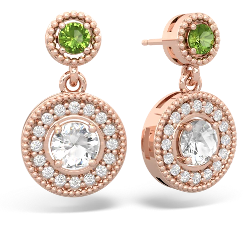 peridot-white topaz halo earrings