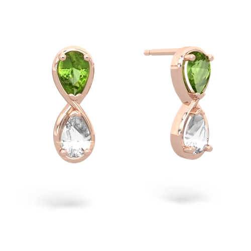 peridot-white topaz infinity earrings