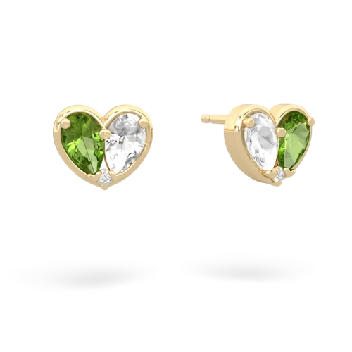 peridot-white topaz one heart earrings