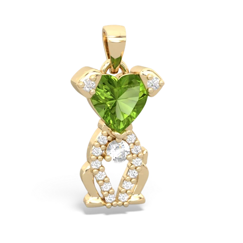 peridot-white topaz birthstone puppy pendant