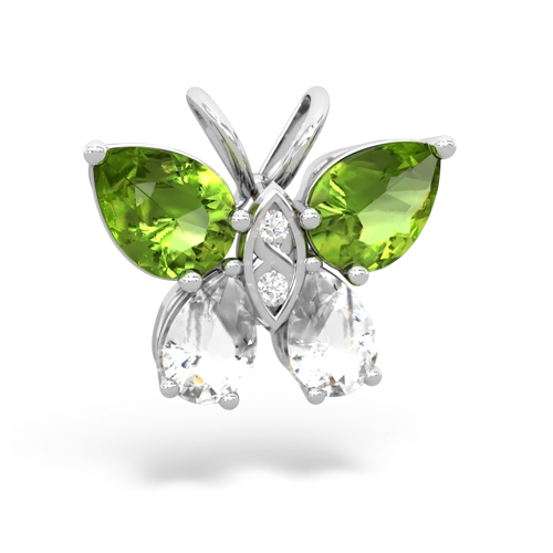 peridot-white topaz butterfly pendant