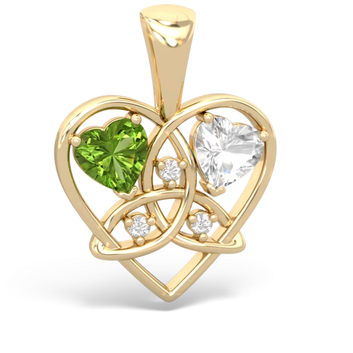 peridot-white topaz celtic heart pendant