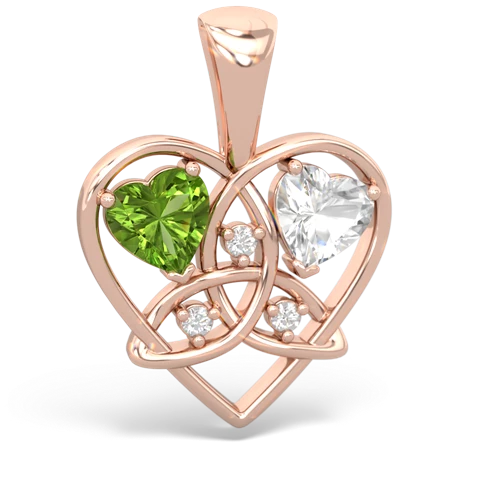 peridot-white topaz celtic heart pendant