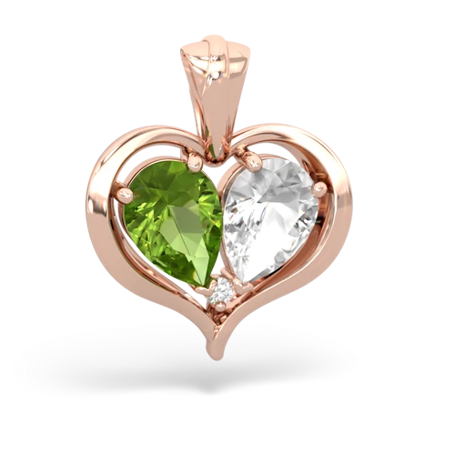 peridot-white topaz half heart whole pendant