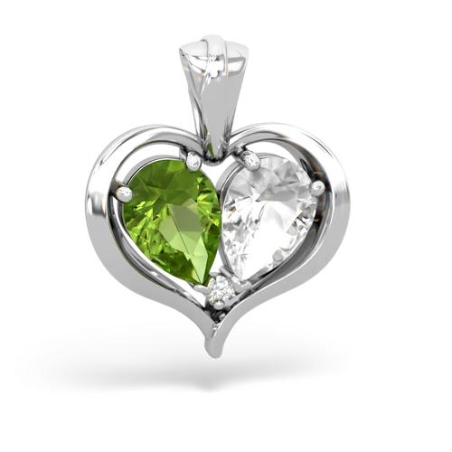 peridot-white topaz half heart whole pendant