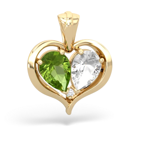 peridot-white topaz half heart whole pendant