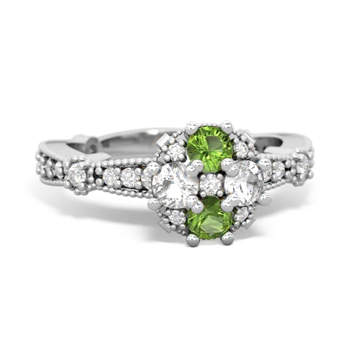 peridot-white topaz art deco engagement ring