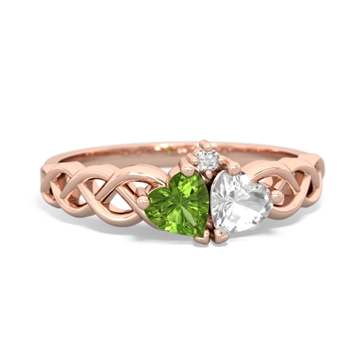 peridot-white topaz celtic braid ring