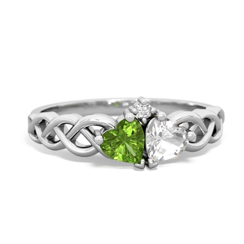 peridot-white topaz celtic braid ring