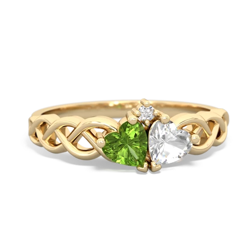 peridot-white topaz celtic braid ring