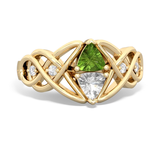 peridot-white topaz celtic knot ring