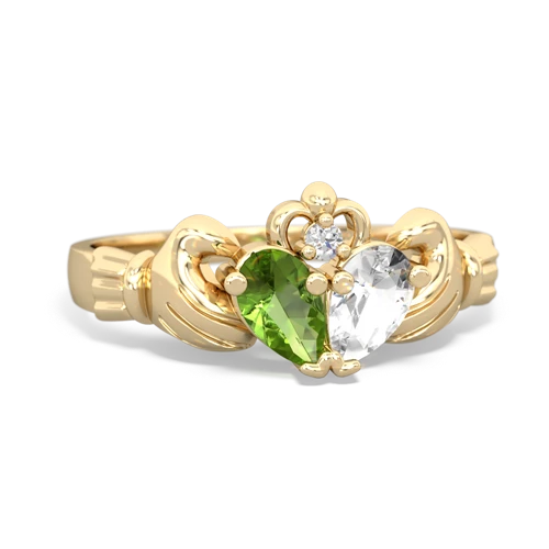 peridot-white topaz claddagh ring