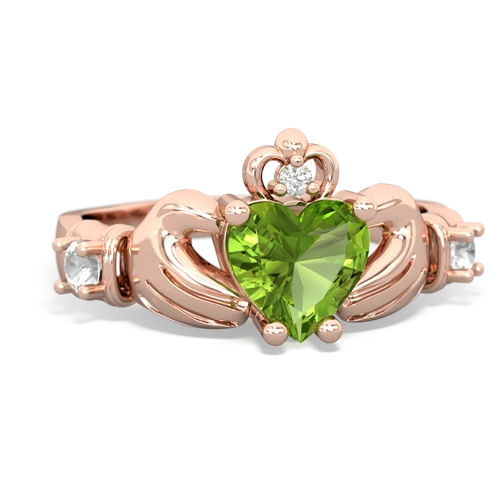 Peridot Genuine Peridot with Genuine White Topaz and Lab Created Alexandrite Claddagh ring Ring