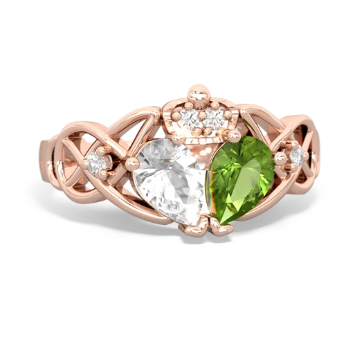 peridot-white topaz claddagh ring