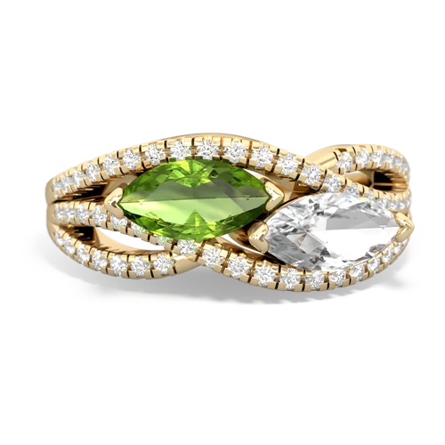 peridot-white topaz double heart ring