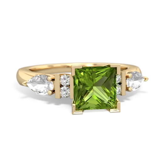 peridot-white topaz engagement ring