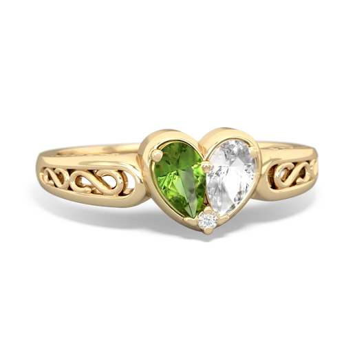 peridot-white topaz filligree ring