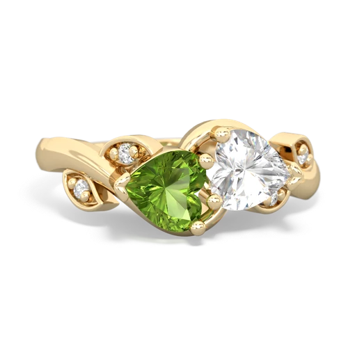 peridot-white topaz floral keepsake ring