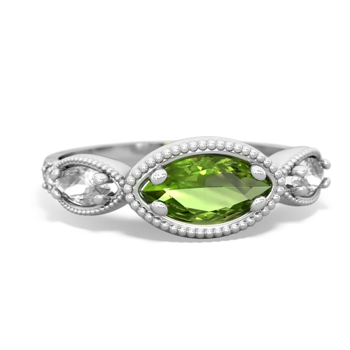 peridot-white topaz milgrain marquise ring