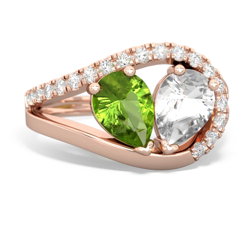 peridot-white topaz pave heart ring